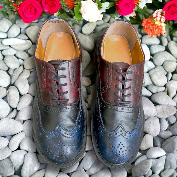 SOLDVintage Dr. Martens X Na Na Collab MIE Brogue Red Black & Blue UK6/USM7/USL8 - Picture 5 of 10